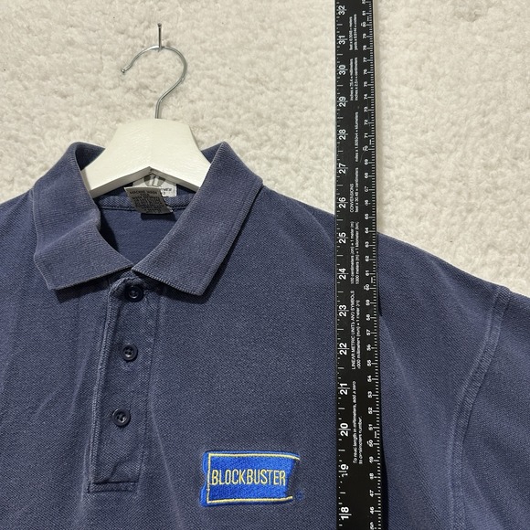 Vintage Blockbuster Employee Uniform Polo Shirt‎ Blue Adult Size L Retro - Picture 9 of 9